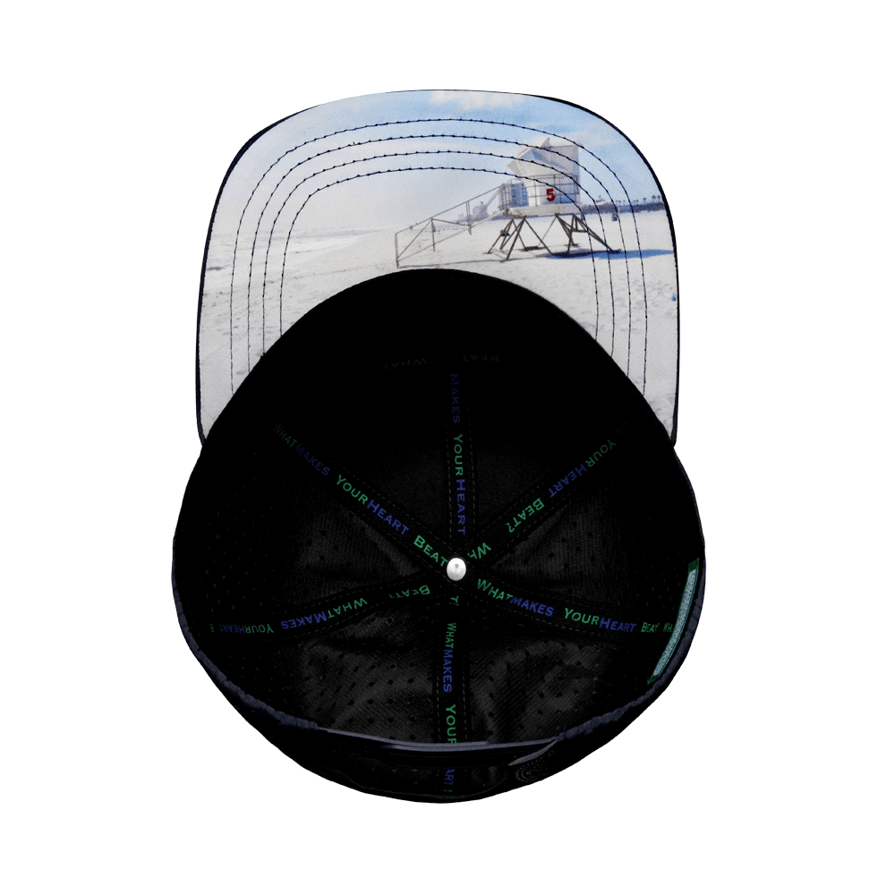 The Heartbeat Brand California Hat - Flat Bill - Navy / Gray / Black - Laser Mesh — alternative angle