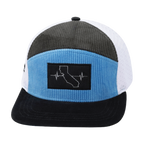 California Hat - Flat Bill - Corduroy - Charcoal / Light Blue / White - Jersey Mesh