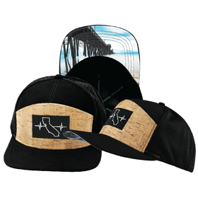 California Hat - Flat Bill - Cork - Black - Jersey Mesh