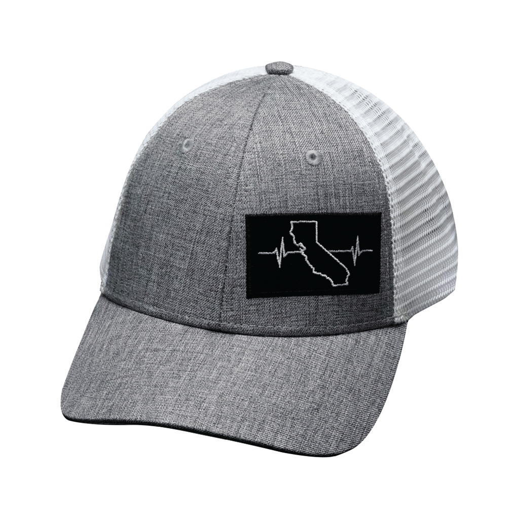 The Heartbeat Brand California Hat - Low Profile - Heather Gray / White - Trucker Mesh — back view