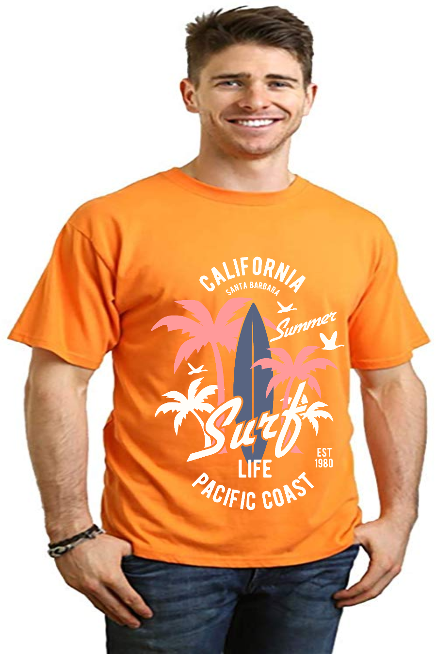 Spun Bamboo California Surf Men's Bamboo Viscose/Organic Cotton Short Sleeve Graphic T-Shirt — size reference