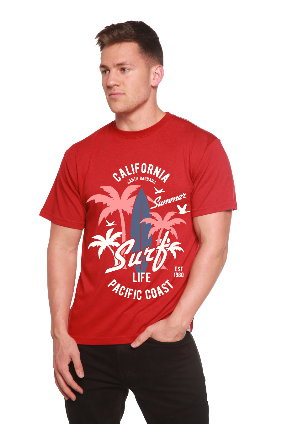 Spun Bamboo California Surf Men's Bamboo Viscose/Organic Cotton Short Sleeve Graphic T-Shirt — packaging