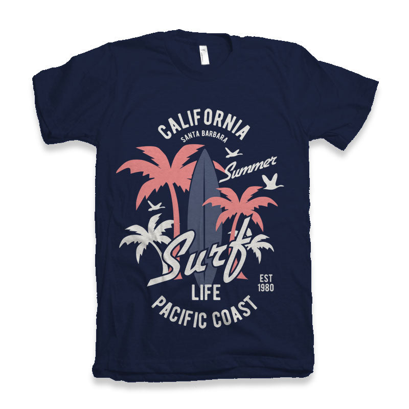 Spun Bamboo California Surf Men's Bamboo Viscose/Organic Cotton Short Sleeve Graphic T-Shirt — detail close-up