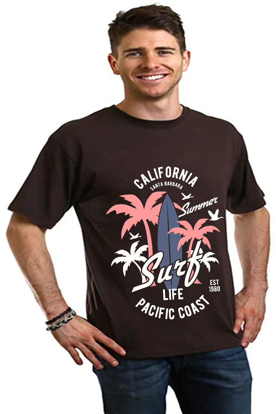 Spun Bamboo California Surf Men's Bamboo Viscose/Organic Cotton Short Sleeve Graphic T-Shirt — lifestyle context