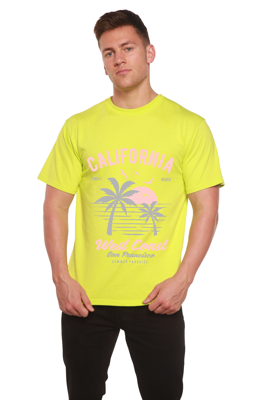 Spun Bamboo California West Coast Men's Bamboo Viscose/Organic Cotton Short Sleeve Graphic T-Shirt — lifestyle context