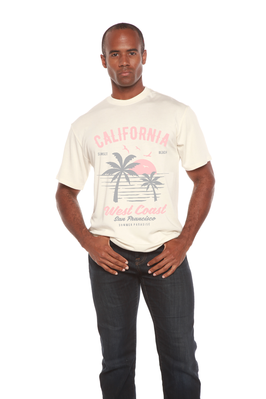 Spun Bamboo California West Coast Men's Bamboo Viscose/Organic Cotton Short Sleeve Graphic T-Shirt — color detail