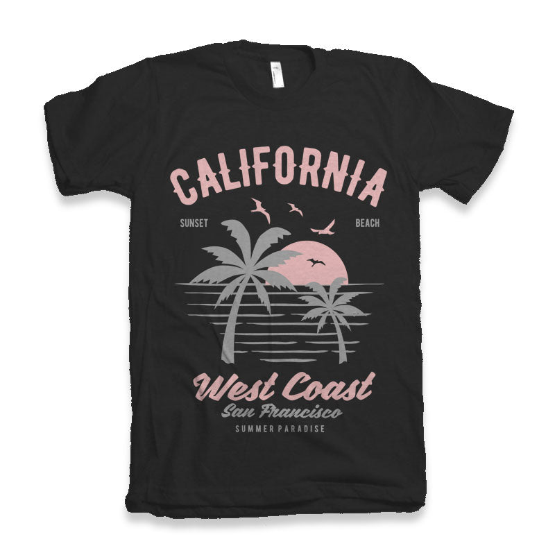 Spun Bamboo California West Coast Men's Bamboo Viscose/Organic Cotton Short Sleeve Graphic T-Shirt — detail close-up