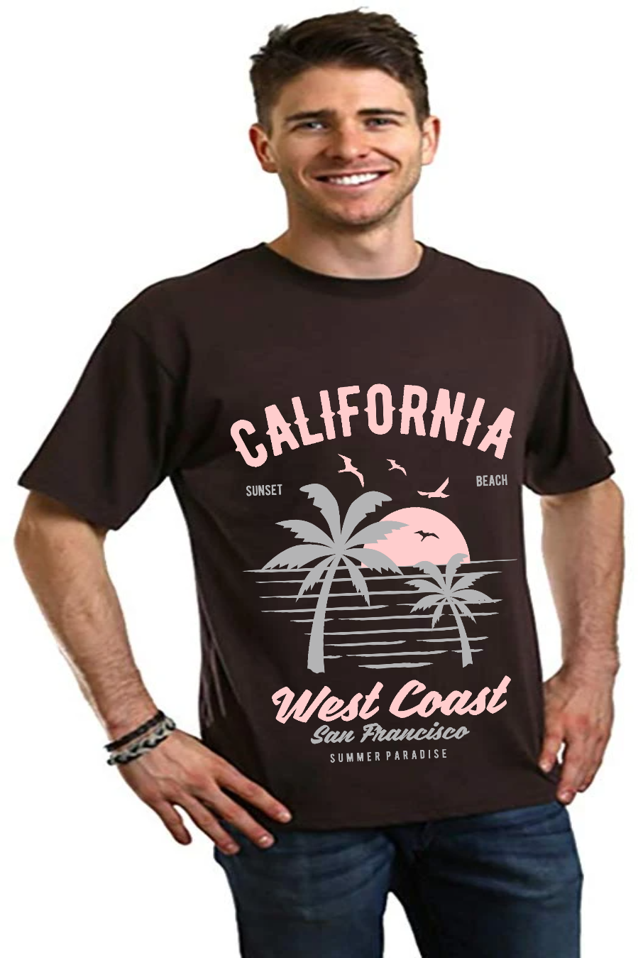 Spun Bamboo California West Coast Men's Bamboo Viscose/Organic Cotton Short Sleeve Graphic T-Shirt — main product shot