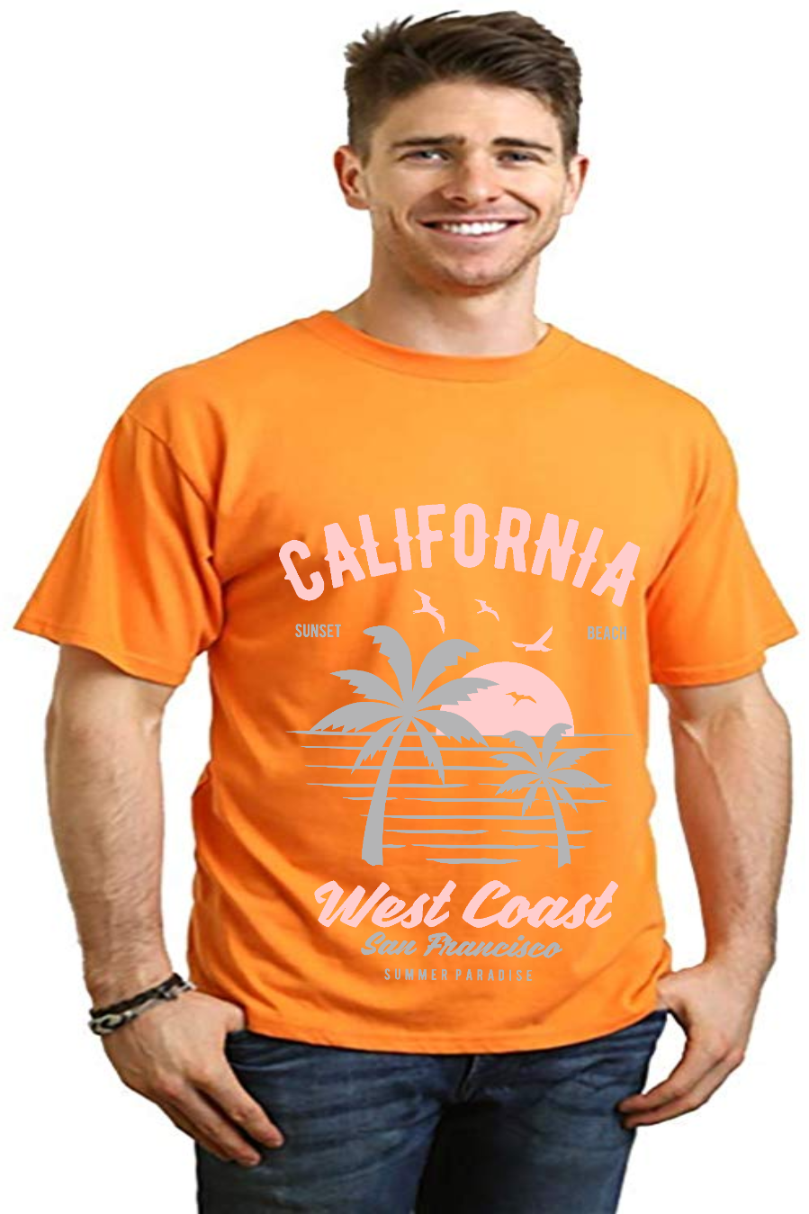 Spun Bamboo California West Coast Men's Bamboo Viscose/Organic Cotton Short Sleeve Graphic T-Shirt — comparison shot