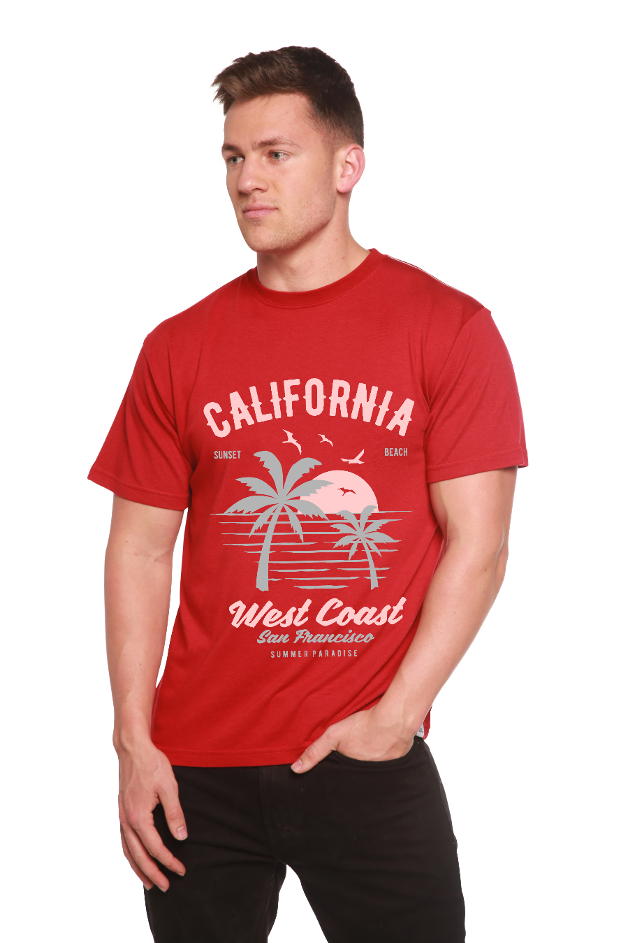 Spun Bamboo California West Coast Men's Bamboo Viscose/Organic Cotton Short Sleeve Graphic T-Shirt — feature highlight