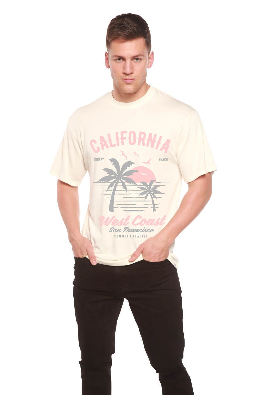Spun Bamboo California West Coast Men's Bamboo Viscose/Organic Cotton Short Sleeve Graphic T-Shirt — side view