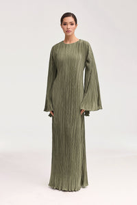 Camille Satin Plisse Maxi Dress - Sage Clothing Veiled 