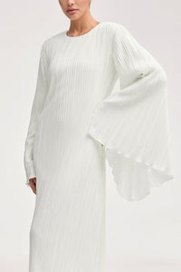 Camille Satin Plisse Maxi Dress - White Clothing Veiled 
