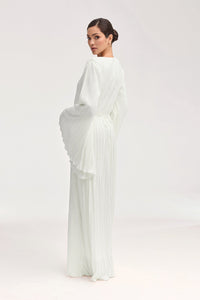 Camille Satin Plisse Maxi Dress - White Clothing Veiled 