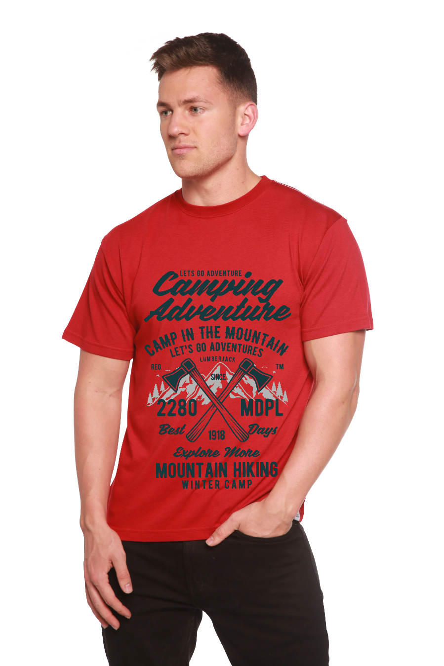 Spun Bamboo Camping Adventure Men's Bamboo Viscose/Organic Cotton Short Sleeve Graphic T-Shirt — comparison shot