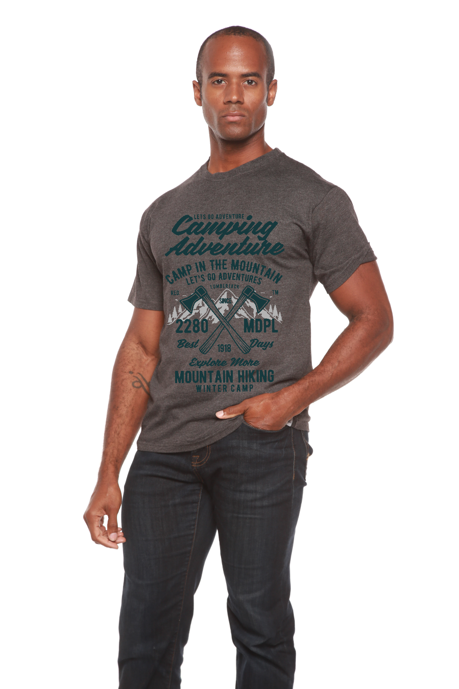 Spun Bamboo Camping Adventure Men's Bamboo Viscose/Organic Cotton Short Sleeve Graphic T-Shirt — alternative angle