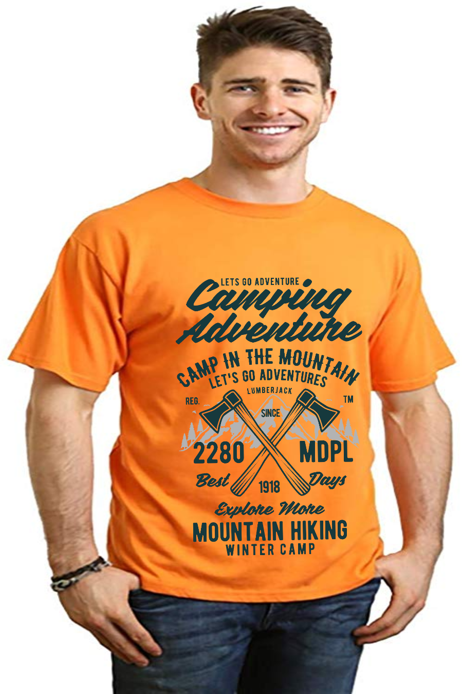 Spun Bamboo Camping Adventure Men's Bamboo Viscose/Organic Cotton Short Sleeve Graphic T-Shirt — color detail