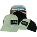 The Heartbeat Brand Camping Hat - Baseball Hat Fit - Sage / Black - Laser Mesh — main product shot