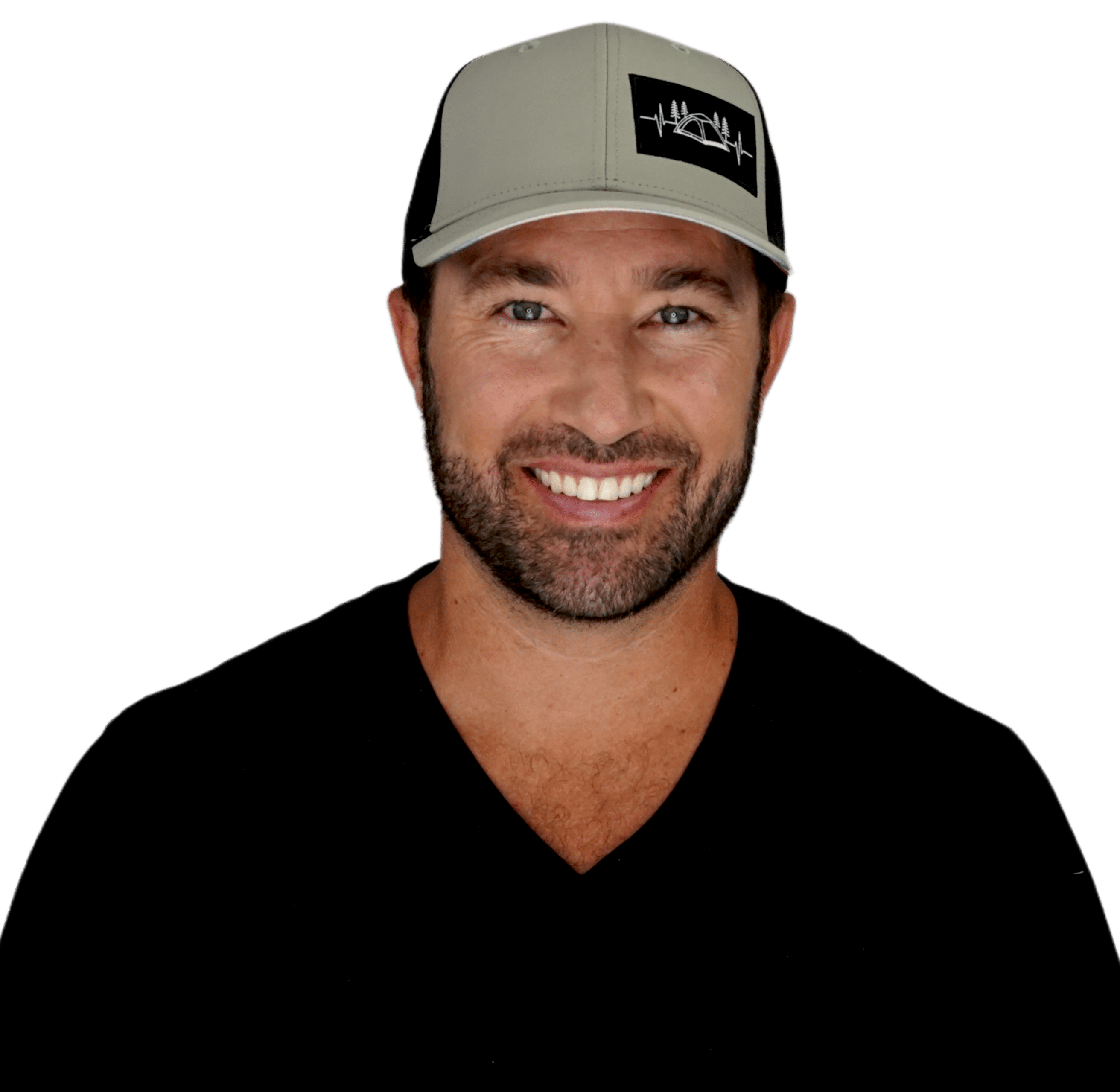 The Heartbeat Brand Camping Hat - Baseball Hat Fit - Sage / Black - Laser Mesh — detail close-up