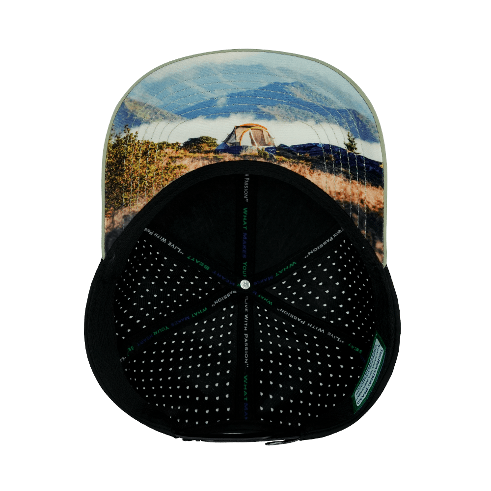 The Heartbeat Brand Camping Hat - Baseball Hat Fit - Sage / Black - Laser Mesh — alternative angle