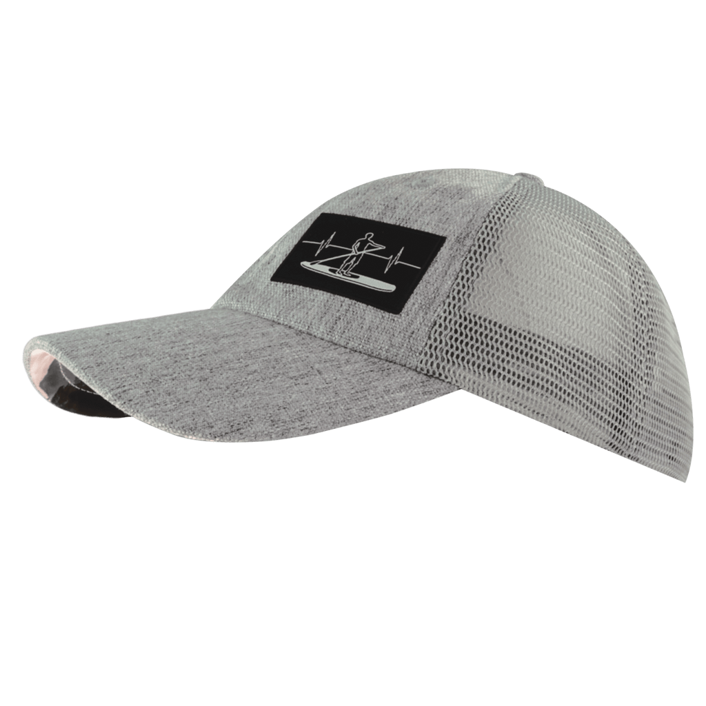 The Heartbeat Brand Paddle Board Hat - Dad Hat - Gray Hemp / Gray - Soft Trucker Mesh — side view