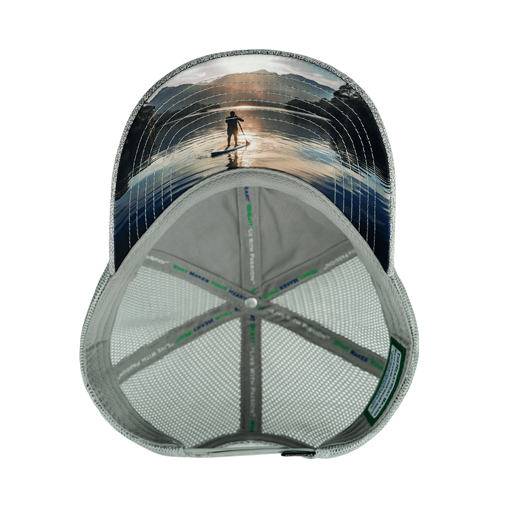 The Heartbeat Brand Paddle Board Hat - Dad Hat - Gray Hemp / Gray - Soft Trucker Mesh — alternative angle