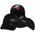 The Heartbeat Brand Camping Low Profile Hat — Dad Hat / Black Hemp / Black / Soft Trucker Mesh — main product shot