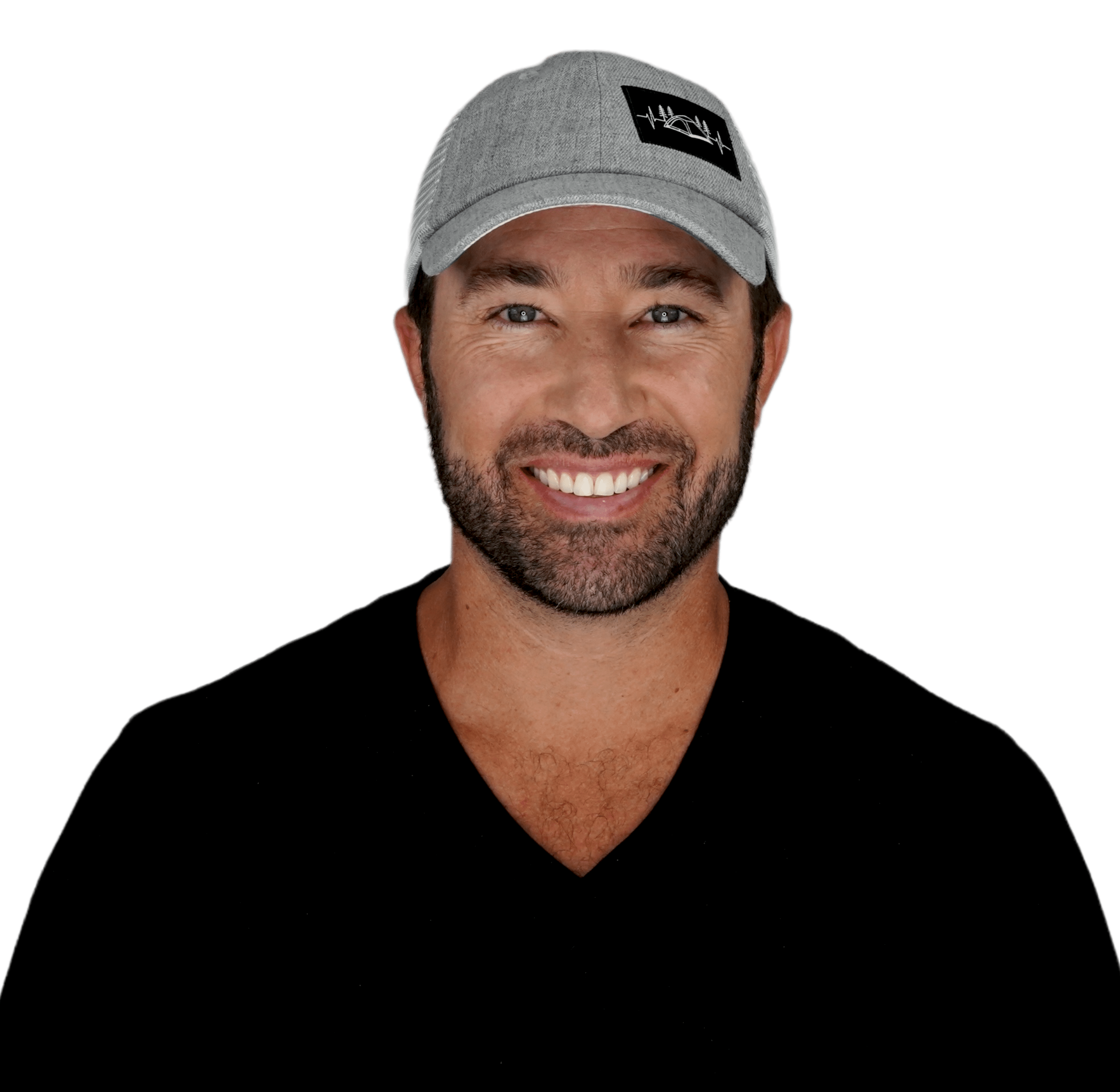 The Heartbeat Brand Camping Hat - Low Profile - Dad Hat - Heather Gray / Gray - Soft Trucker Mesh — detail close-up