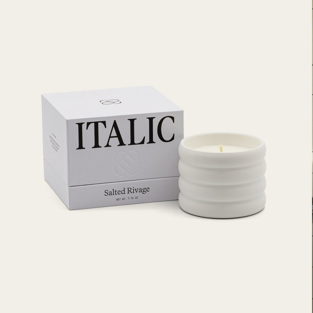 Italic Ceramic Candle — back view