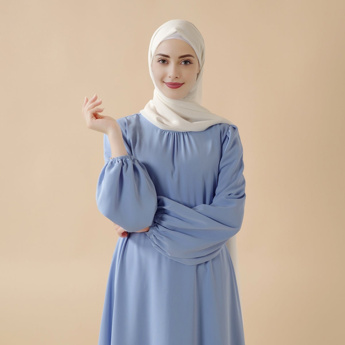 Mariam's Collection Candy Color Pleated Abaya | Must-have Essential Basic Dress (MA142) — flat-lay composition