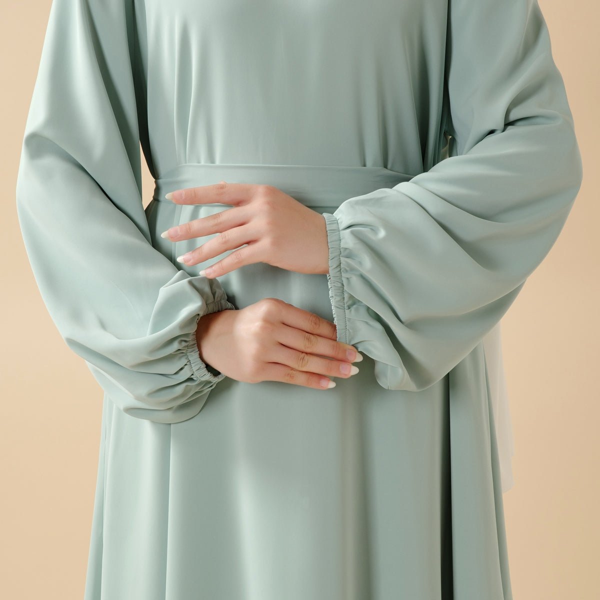 Mariam's Collection Candy Color Pleated Abaya | Must-have Essential Basic Dress (MA142) — product on model