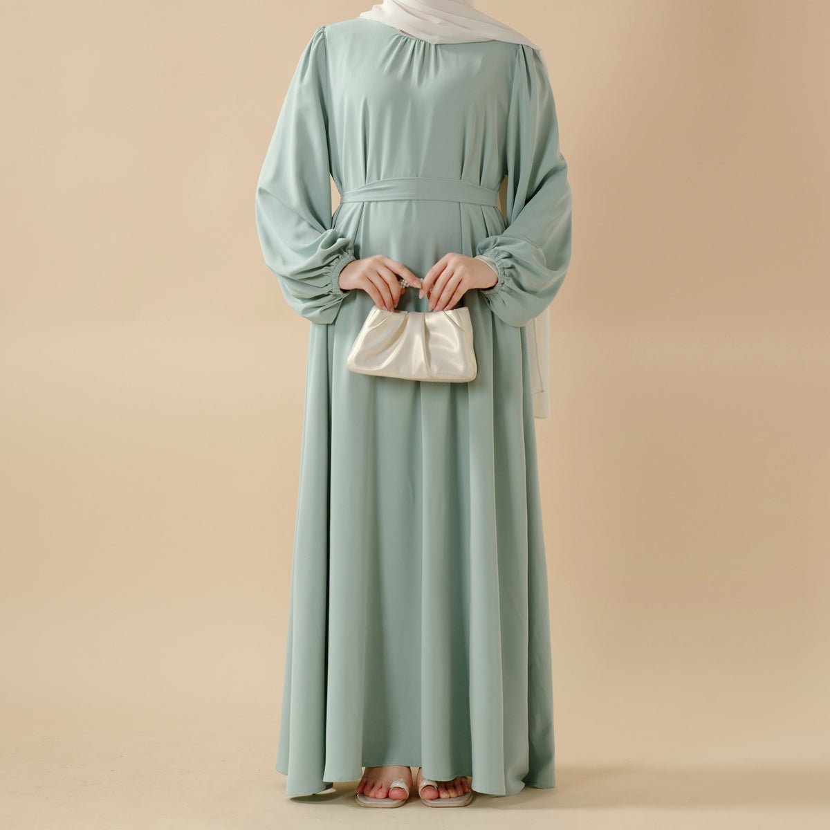 Mariam's Collection Candy Color Pleated Abaya | Must-have Essential Basic Dress (MA142) — fabric or material detail