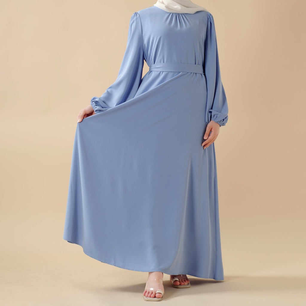 Mariam's Collection Candy Color Pleated Abaya | Must-have Essential Basic Dress (MA142) — detail close-up