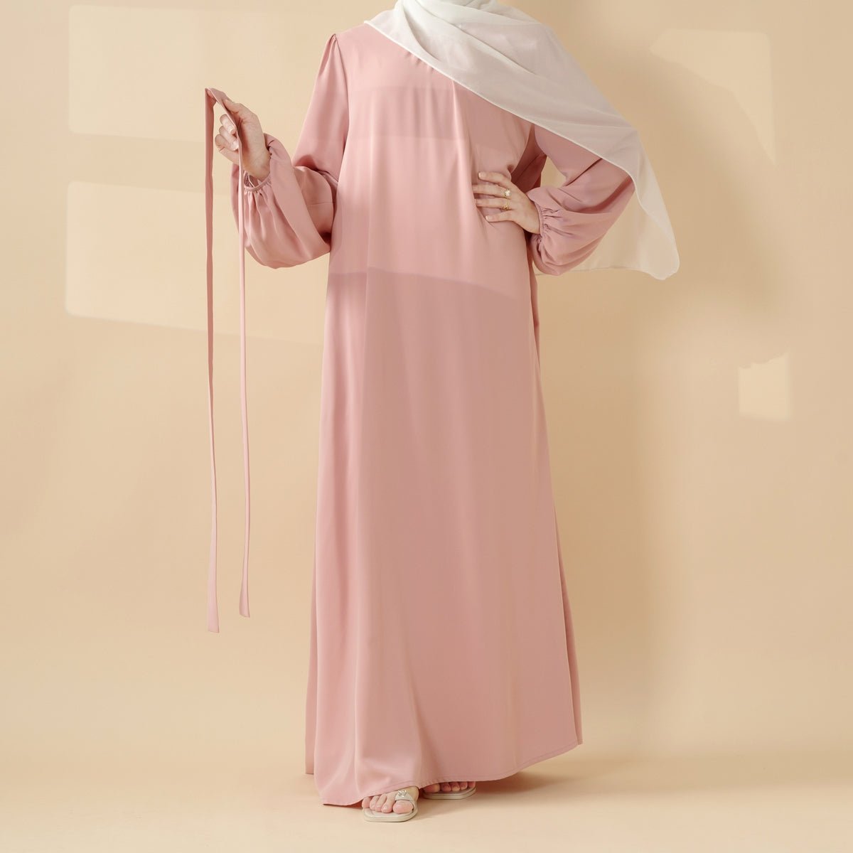 Mariam's Collection Candy Color Pleated Abaya | Must-have Essential Basic Dress (MA142) — construction detail