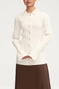 Cannes Knit Cinched Sleeve Top Clothing Veiled 