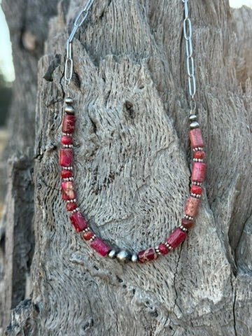 Wild Junkie Canyon Rose Paperclip Chain Necklace — detail close-up