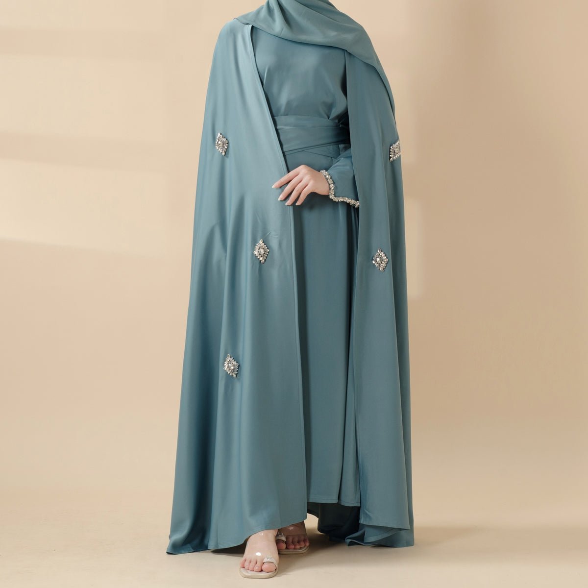 Mariam's Collection Cape Abaya, Haute Couture Heavy Rhinestone Abaya (MOA067) — main product shot
