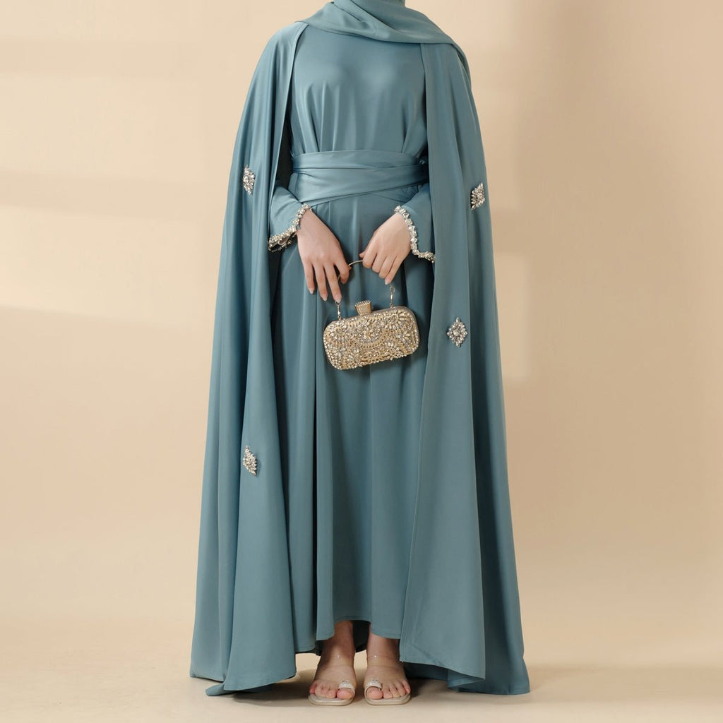 Mariam's Collection Cape Abaya, Haute Couture Heavy Rhinestone Abaya (MOA067) — detail shot 9