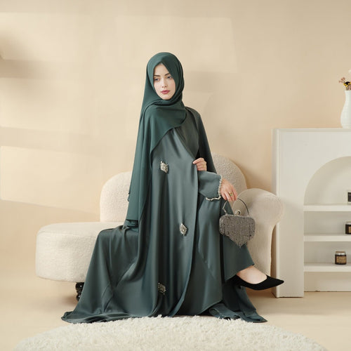 Cape Abaya, Haute Couture Heavy Rhinestone Abaya (MOA067)
