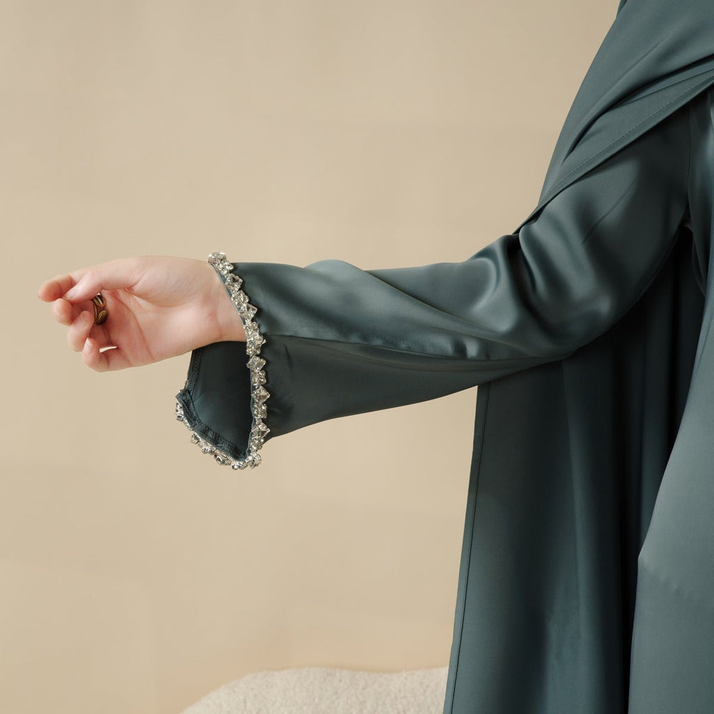 Mariam's Collection Cape Abaya, Haute Couture Heavy Rhinestone Abaya (MOA067) — lifestyle context
