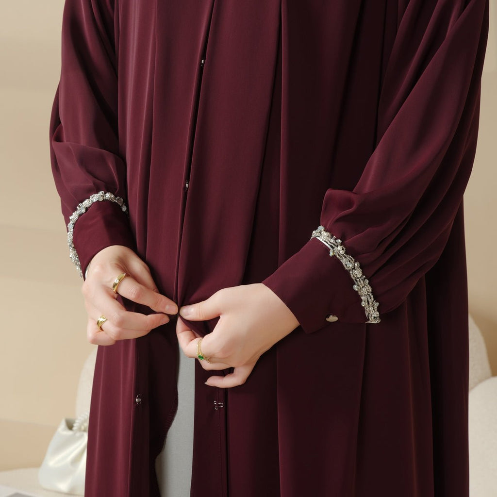 Mariam's Collection Mariam's Collection Cardigan Abaya, Western Style Abaya (MOA061) — flat-lay composition