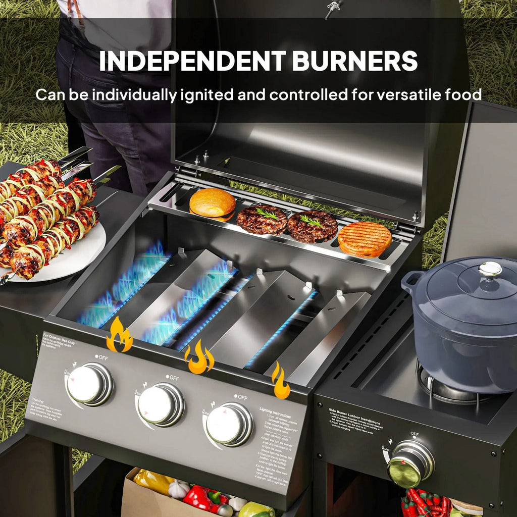 Castelle Flame 15K BTU Barbecue Propane Liquid Propane Grill With Side Burner (SAK53481) – SAKSBY WHOLESALE, view 5