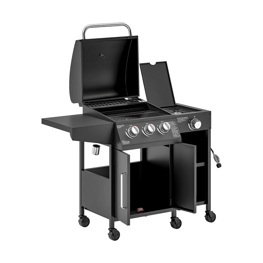 Castelle Flame 15K BTU Barbecue Propane Liquid Propane Grill With Side Burner (SAK53481) – SAKSBY WHOLESALE