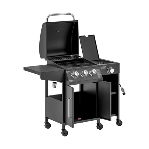 Castelle Flame 15K BTU Barbecue Propane Liquid Propane Grill With Side Burner (SAK53481) – SAKSBY WHOLESALE