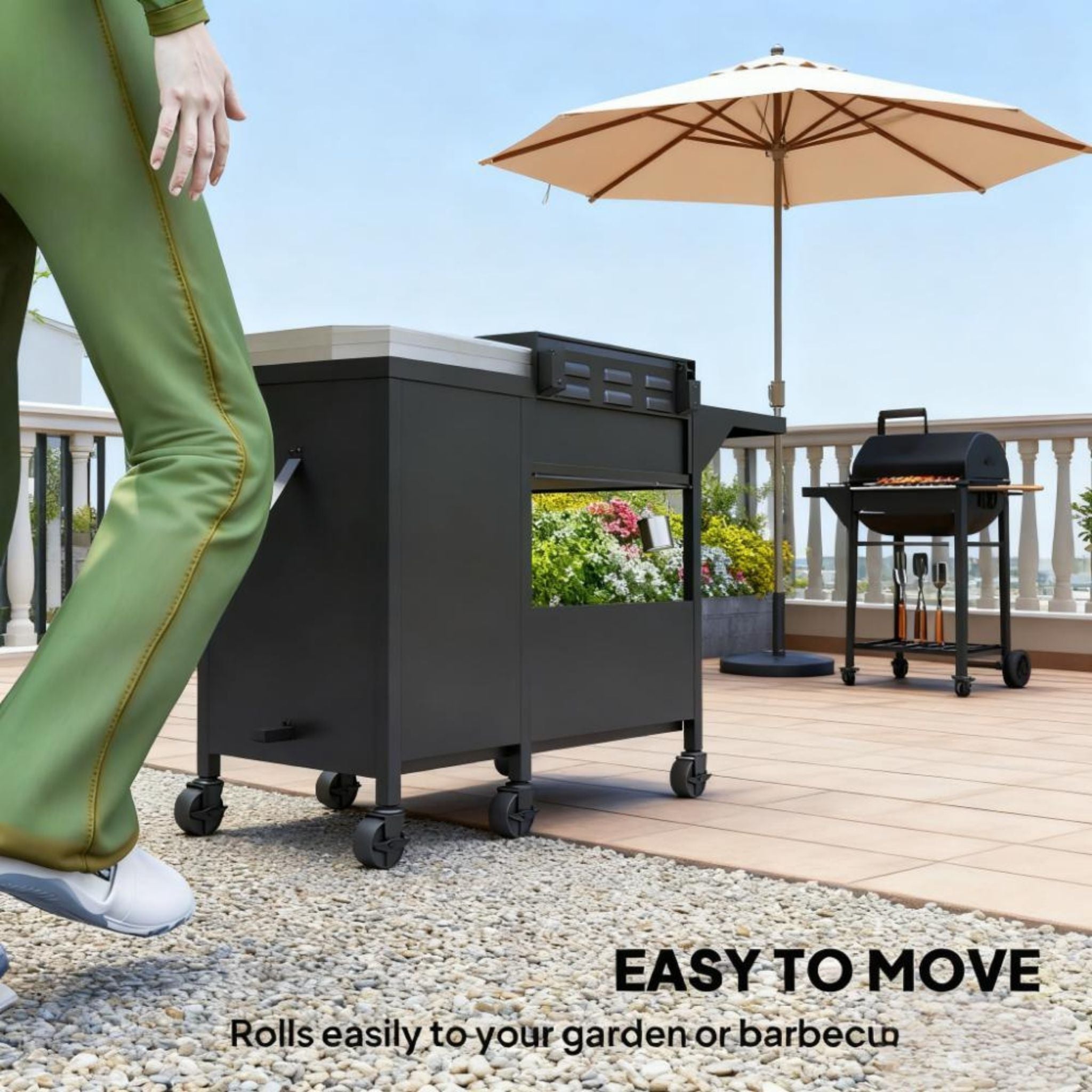 Castelle Flame 15K BTU Barbecue Propane Liquid Propane Grill With Side Burner (SAK53481) – SAKSBY WHOLESALE, view 9