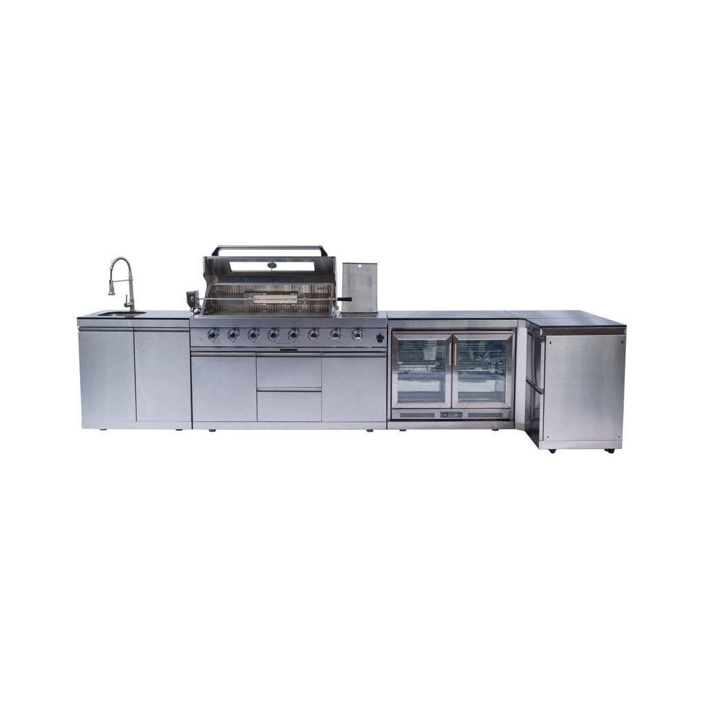 Castelle Flame Montclair 58-Inch 6-Burner 96K BTU Gas Outdoor Liquid Propane Grill Island With Wine Cooler And Rotisserie (SA