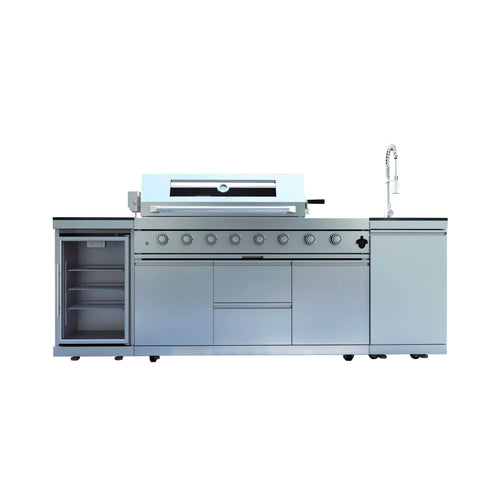 Castelle Flame Capri 96-Inch 6-Burner 85000 BTU Outdoor Kitchen Liquid Propane Grill Island With Fridge (SAK42895) – SAKSBY W