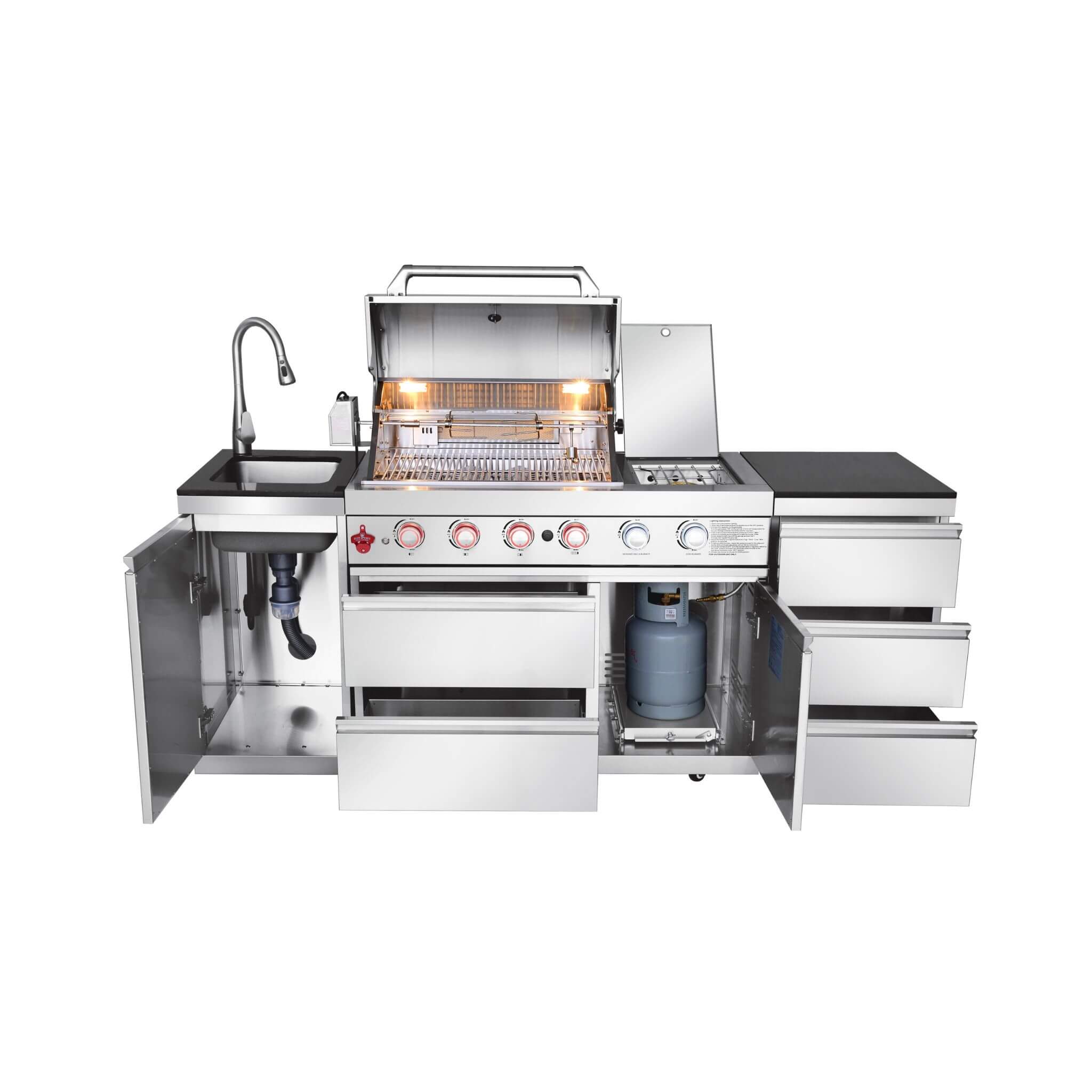 Castelle Flame Deluxe 4-Burner 72000 BTU Stainless Steel Liquid Propane Grill Island (SAK31425) – SAKSBY WHOLESALE, view 5