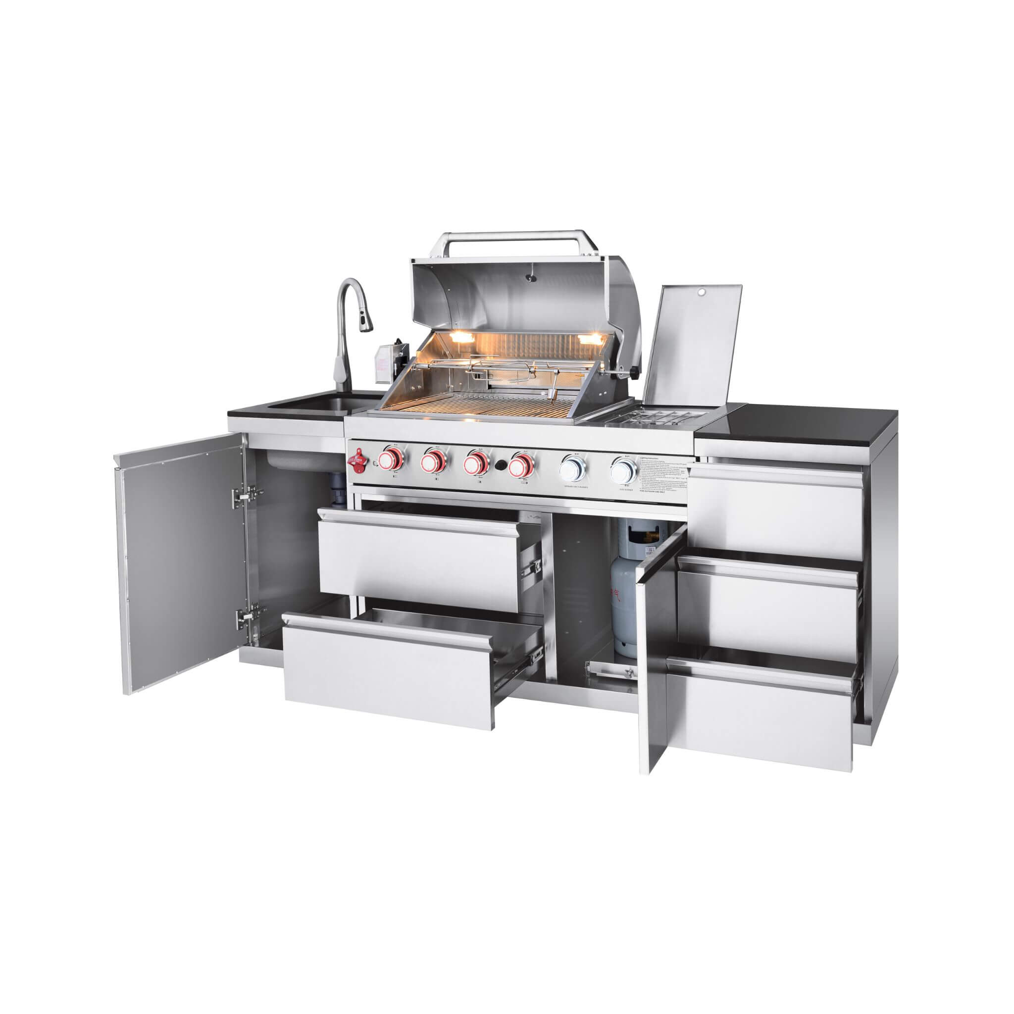 Castelle Flame Deluxe 4-Burner 72000 BTU Stainless Steel Liquid Propane Grill Island (SAK31425) – SAKSBY WHOLESALE, view 8