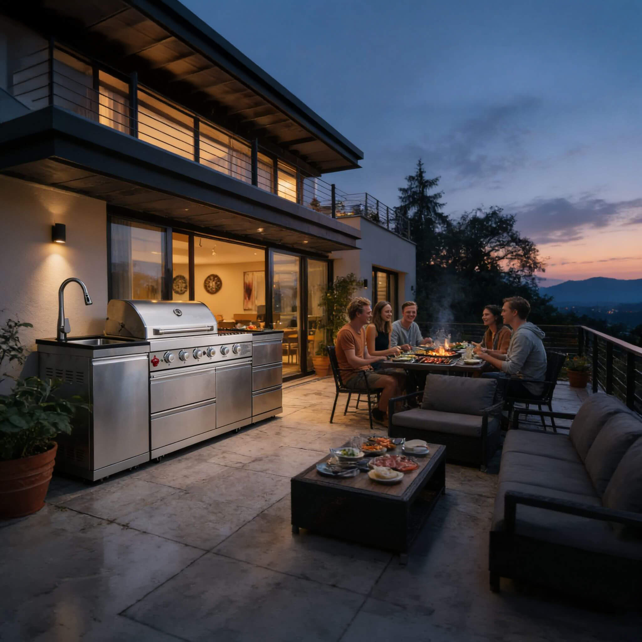 Castelle Flame Deluxe 4-Burner 72000 BTU Stainless Steel Liquid Propane Grill Island (SAK31425) – SAKSBY WHOLESALE, view 10
